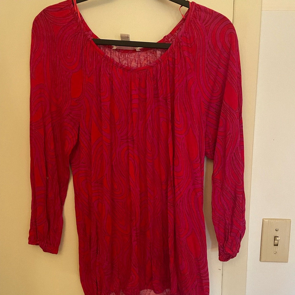 Red and pink blouse